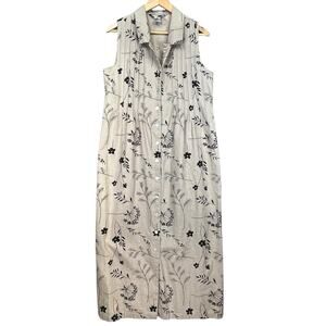 Studio‎ JPR Khaki Neutral Floral Linen Cotton Blend Sleeveless Long Dress 10